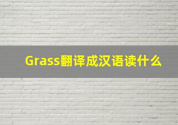 Grass翻译成汉语读什么