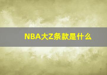 NBA大Z条款是什么