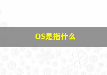 OS是指什么