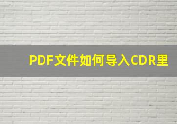 PDF文件如何导入CDR里