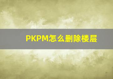 PKPM怎么删除楼层