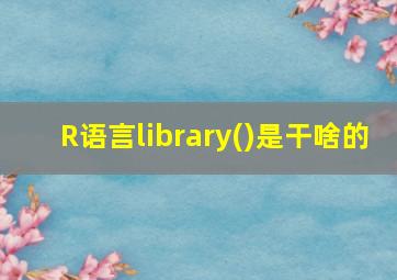 R语言library()是干啥的