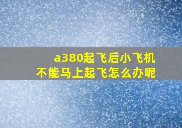 a380起飞后小飞机不能马上起飞怎么办呢