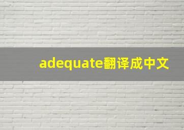 adequate翻译成中文