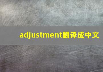 adjustment翻译成中文