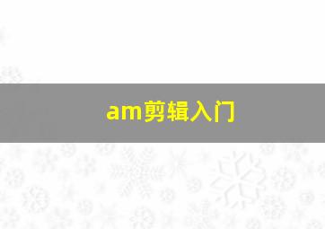 am剪辑入门