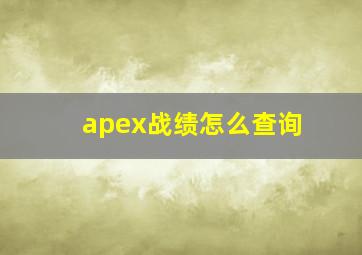 apex战绩怎么查询