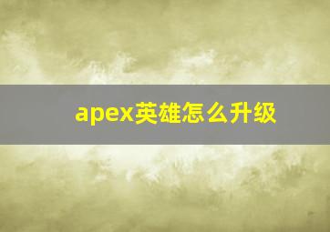 apex英雄怎么升级