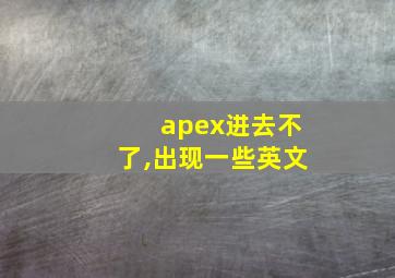 apex进去不了,出现一些英文