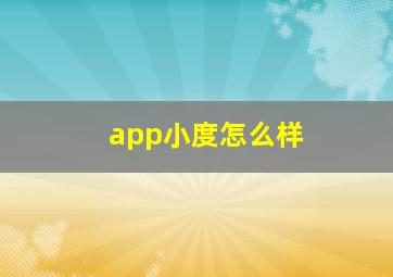 app小度怎么样