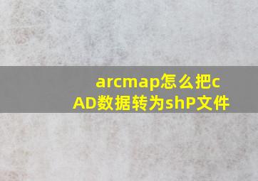 arcmap怎么把cAD数据转为shP文件