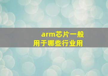 arm芯片一般用于哪些行业用