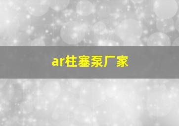 ar柱塞泵厂家