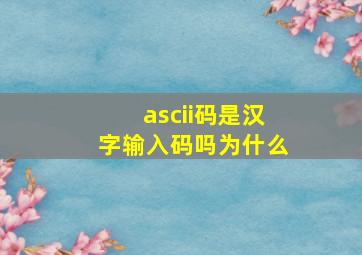 ascii码是汉字输入码吗为什么