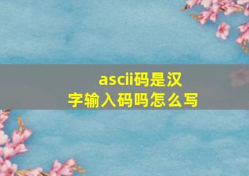 ascii码是汉字输入码吗怎么写