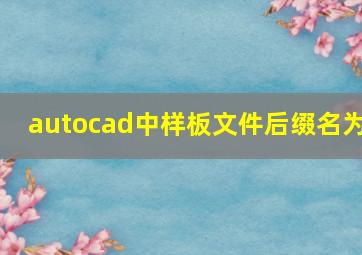 autocad中样板文件后缀名为