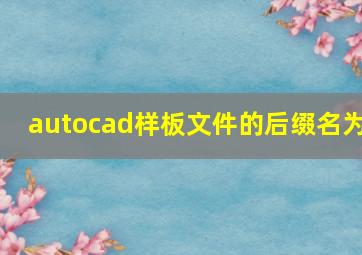 autocad样板文件的后缀名为