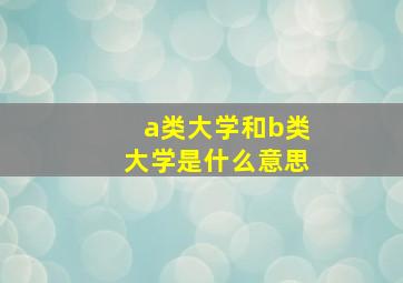 a类大学和b类大学是什么意思