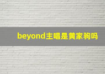 beyond主唱是黄家驹吗