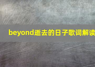 beyond逝去的日子歌词解读