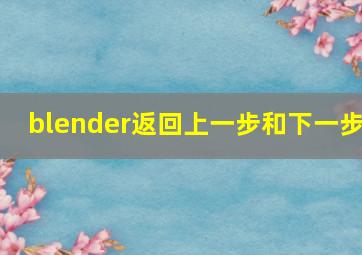 blender返回上一步和下一步