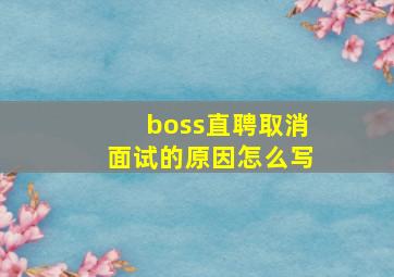 boss直聘取消面试的原因怎么写