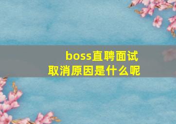 boss直聘面试取消原因是什么呢