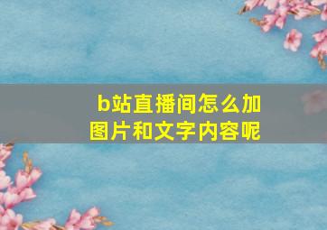 b站直播间怎么加图片和文字内容呢