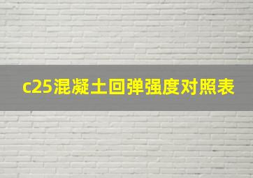 c25混凝土回弹强度对照表