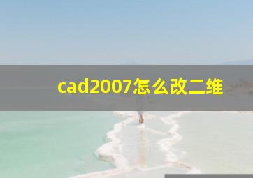 cad2007怎么改二维