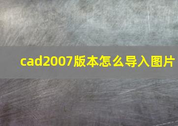 cad2007版本怎么导入图片