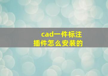 cad一件标注插件怎么安装的