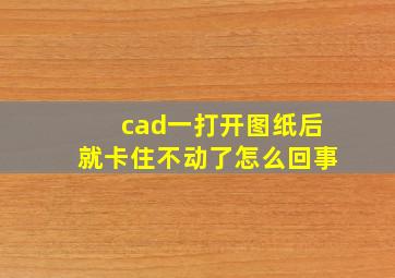 cad一打开图纸后就卡住不动了怎么回事