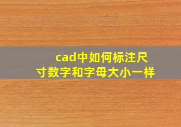 cad中如何标注尺寸数字和字母大小一样