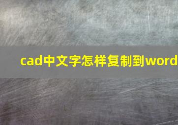 cad中文字怎样复制到word