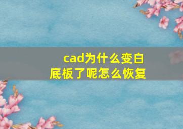 cad为什么变白底板了呢怎么恢复