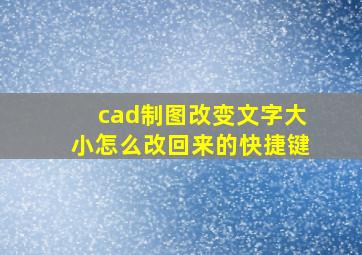 cad制图改变文字大小怎么改回来的快捷键