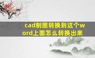 cad制图转换到这个word上面怎么转换出来