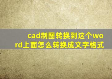 cad制图转换到这个word上面怎么转换成文字格式