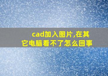 cad加入图片,在其它电脑看不了怎么回事