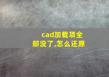 cad加载项全部没了,怎么还原