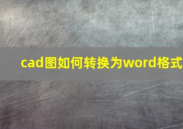 cad图如何转换为word格式