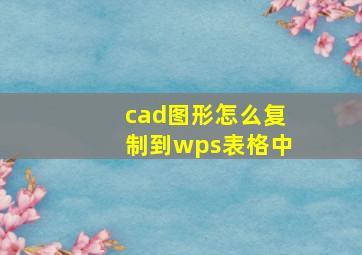 cad图形怎么复制到wps表格中