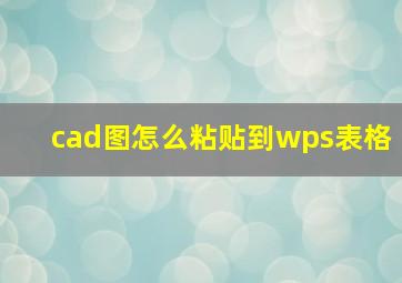 cad图怎么粘贴到wps表格