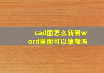 cad图怎么转到word里面可以编辑吗