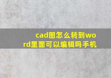 cad图怎么转到word里面可以编辑吗手机