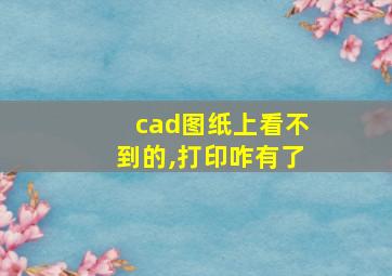 cad图纸上看不到的,打印咋有了