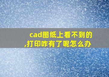 cad图纸上看不到的,打印咋有了呢怎么办