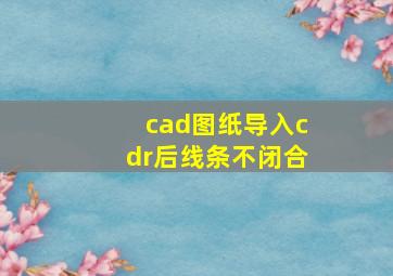 cad图纸导入cdr后线条不闭合