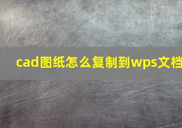 cad图纸怎么复制到wps文档